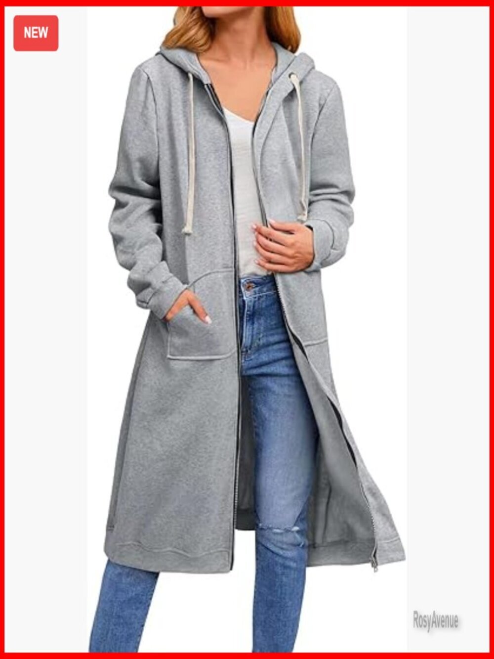 Oversized Zip Up Fleece Hoodie Drawstring Long Sleeve Jacket
